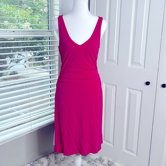 Express Low Cut Keyhole Back Ruched Sleeveless Dress | Built-in Bralette - Picture 12 of 12